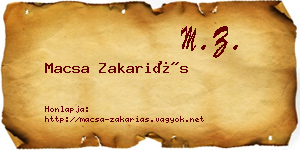Macsa Zakariás névjegykártya